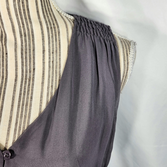 Epilogue Grey Sleeveless V Neck Partial Button Elastic Waist Dress Size Medium - Picture 4 of 12